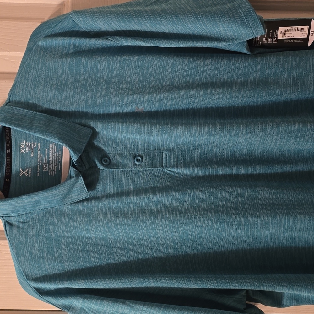 XERSION BRAND MEN'S BIG AND TALL TEAL SHORT SLEEVE POLO SHIRT SIZE XXL